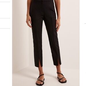 Anthropologie x Adrianna Papell Crop Pants Pull-on Front slit hem Black Sz 4